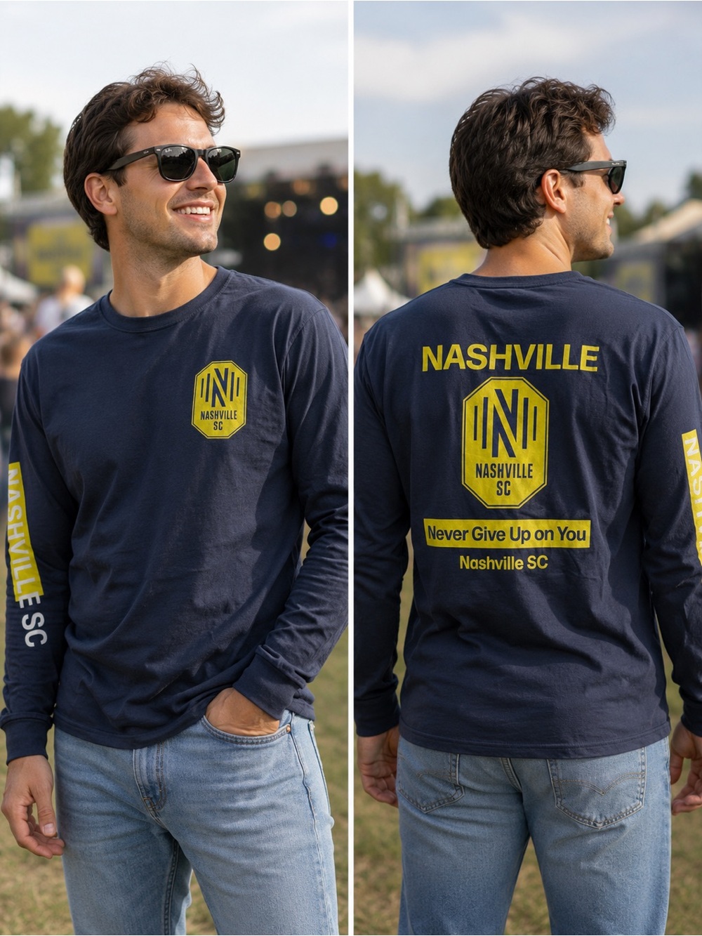 🆕 Nashville SC Men’s Small, Medium Long Sleeve Shirt Navy MLS Soccer NWT